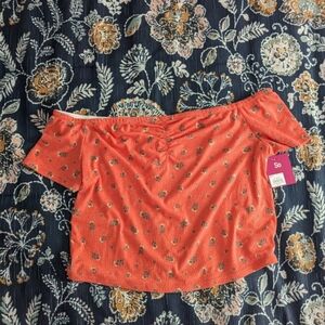 Orange floral off the shoulder top